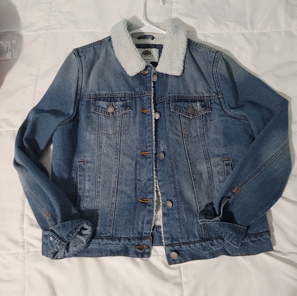 1 Sunset Lane Jackets & Blazers - 1 Sunset Lane Blue Jean Demin Jacket Women's Medium Size M Fur Lined Coat